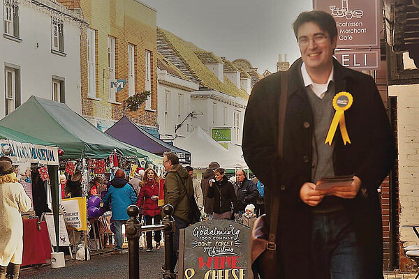 Paul Follows on Godalming High Street during a festival